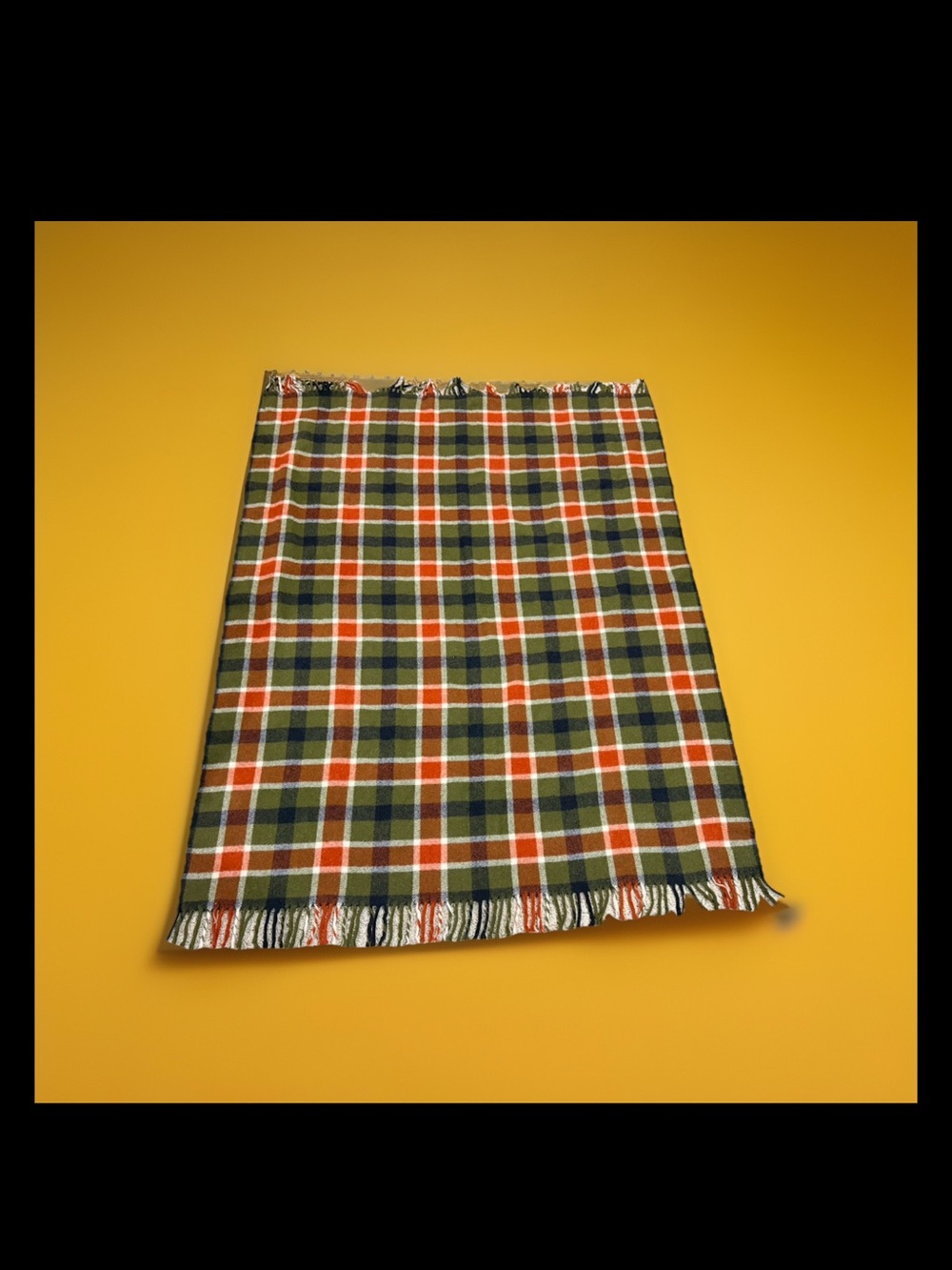 FARIBO Faribault Woolen Mill Co Fluff Loomed Throw Blanket Green Plaid 49x65 USA